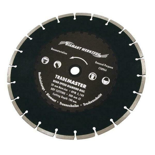 Neilsen 12" 300mm High Speed Segmented Diamond Cutting Disc Blade 'R Grade' (CT0954)