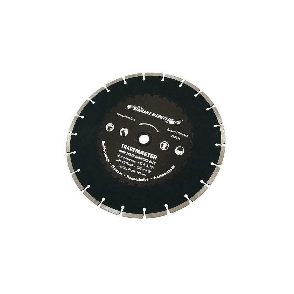 Neilsen 12" 300Mm High Speed Segmented Diamond Cutting Disc Blade 'R Grade' (Ct0954)