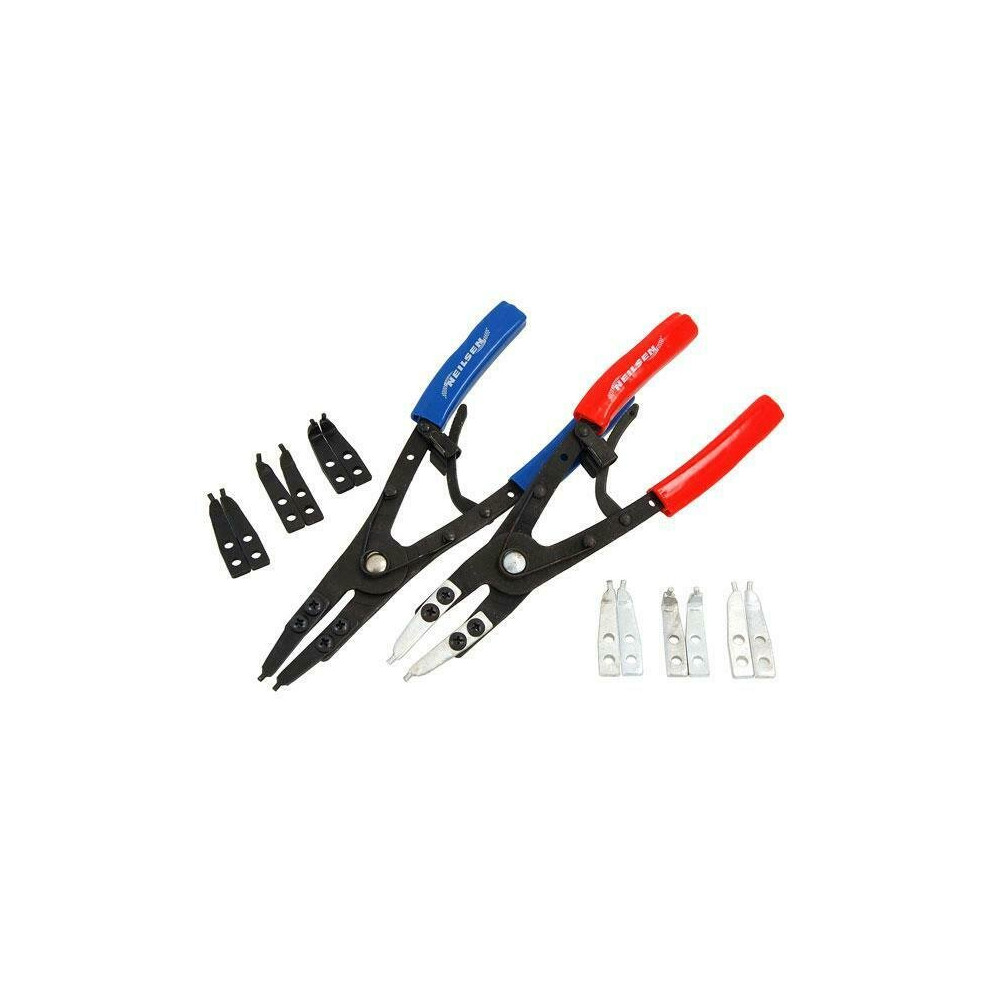 Circlip / Snap Ring Pliers - 2 Piece Set, Extra Long (Genuine Neilsen Ct1059) 5060028090594