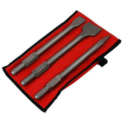 Neilsen 3PC SDS Jack Hammer Chisel Set Pointed & 2 Flat Bits And Wrap Up Case (CT2807)