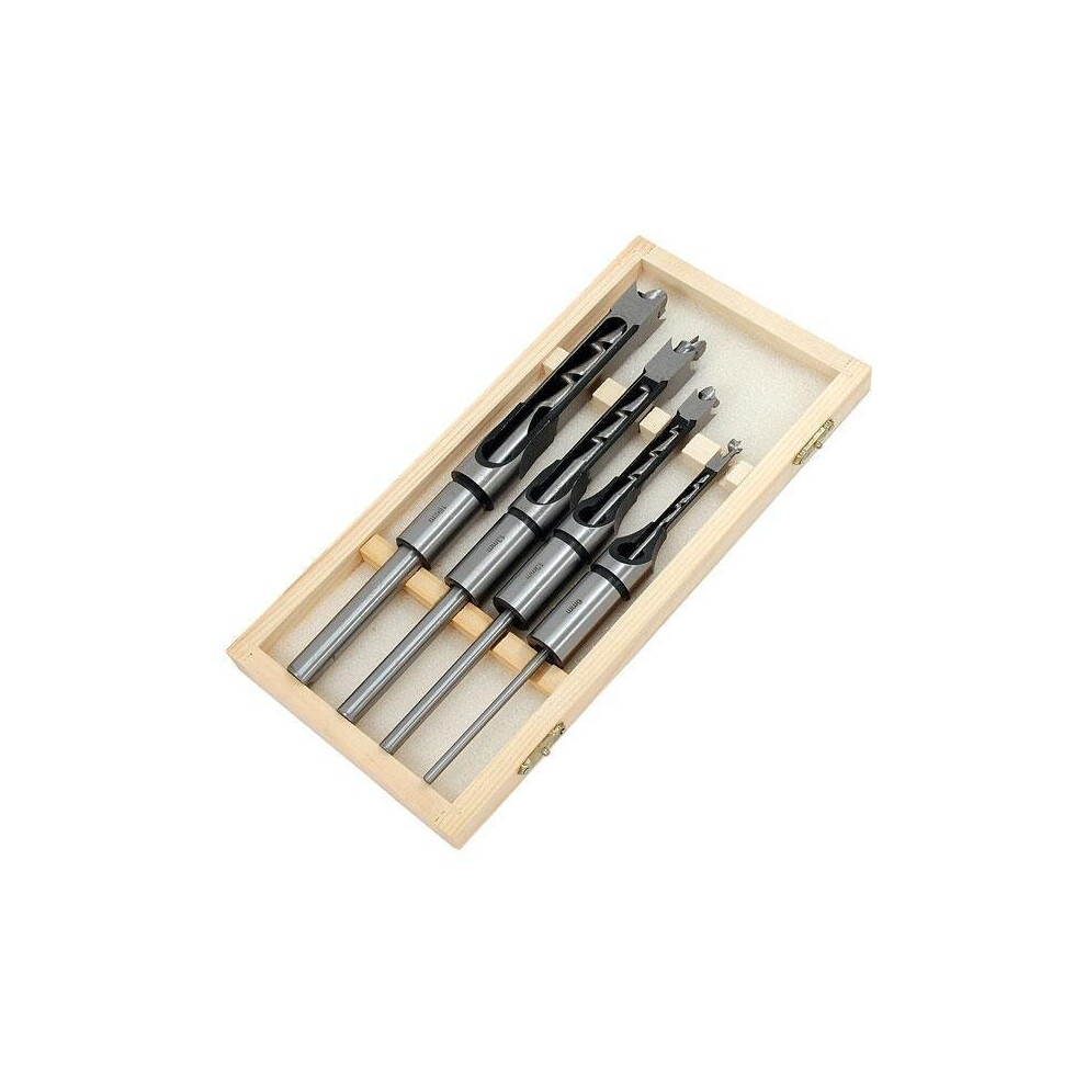 4pc Wood Square Woodwork Auger Mortice Drill Bit Set 6mm 10mm 13mm 16mm (CT0646)