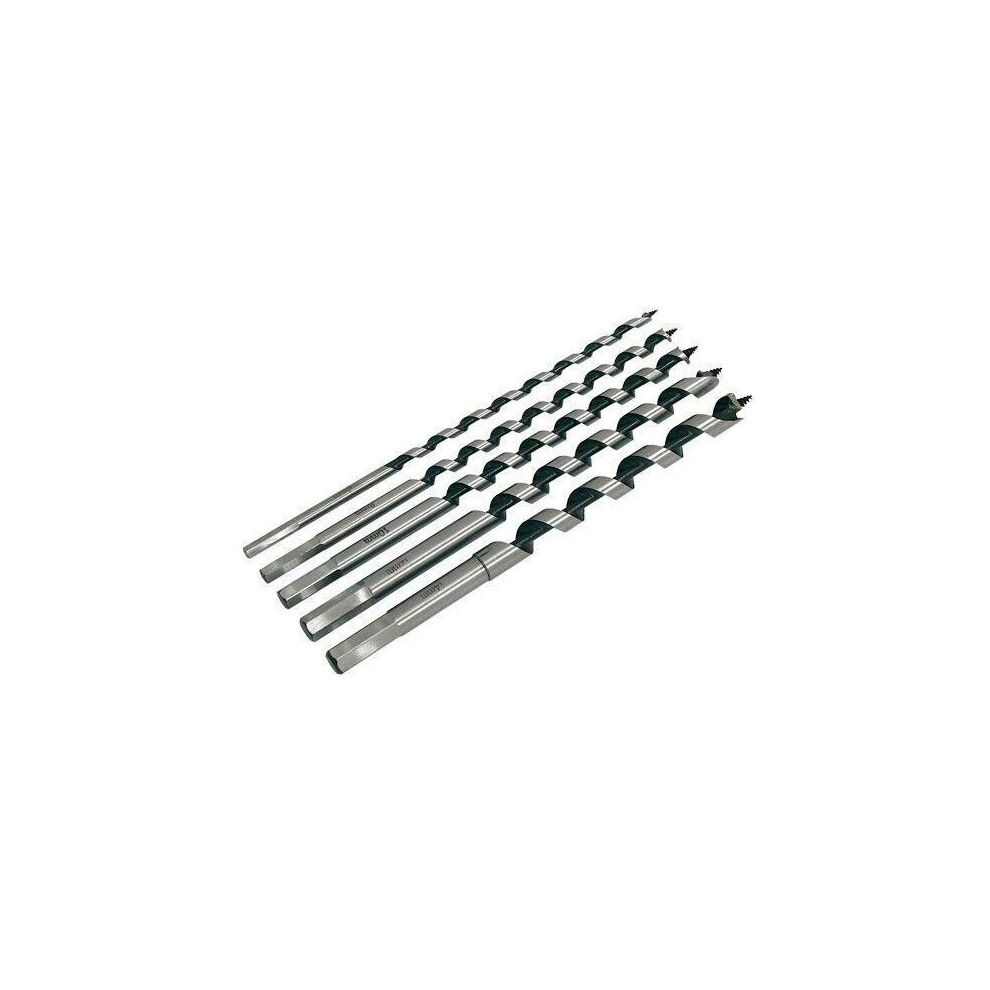 5 Piece Auger Bit Set Wood Drill Bits Long Hex Shanks (Genuine Neilsen Ct3301) 5055282033012