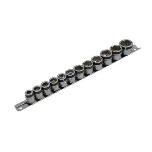 Neilsen 3/8" Drive Extra Shallow Metric Magnetic Socket Set, Storage Rail 12pc (CT3940)