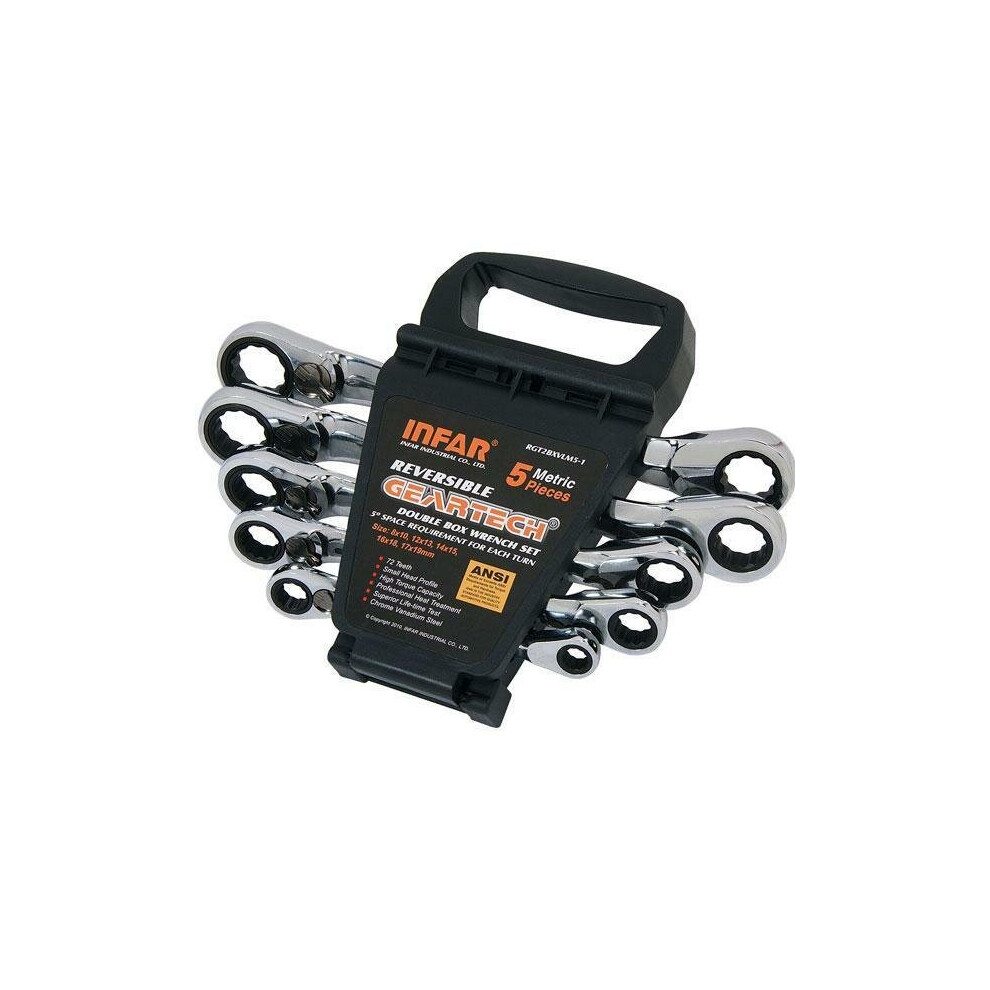 Neilsen 5Pc Ratchet Wrench Double Ring Reversible (Ct2774)
