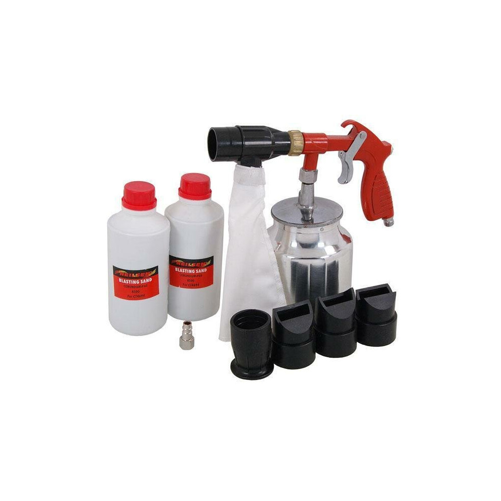 Air Sandblaster Gun Kit with Blasting Sand Grit 60 & 4 Nozzles (Neilsen CT4694)