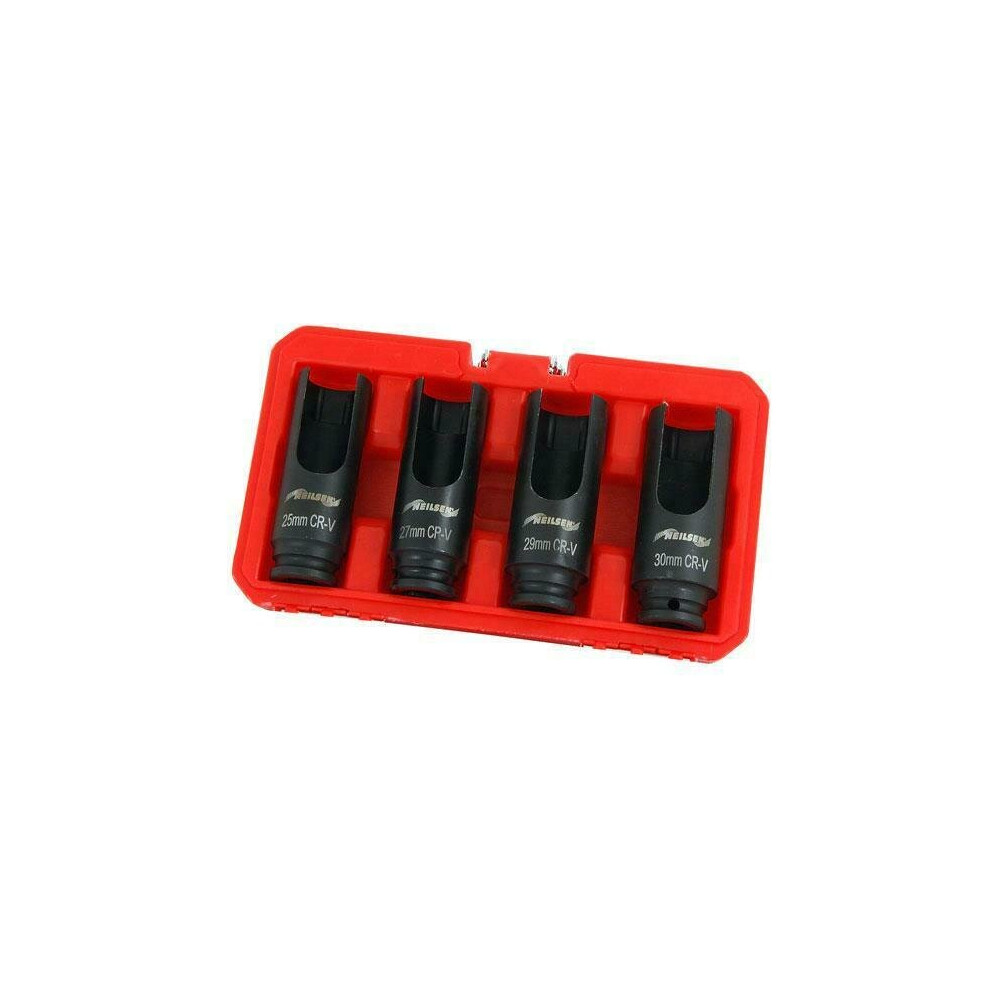 1/2" Drive Injector Socket Set. 4pcs: 25, 27, 29 & 30mm (Genuine Neilsen CT4629)