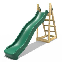 (Dark Green) Rebo Free Standing Garden Wave Water Slide with Wooden Platform - 8ft Slide