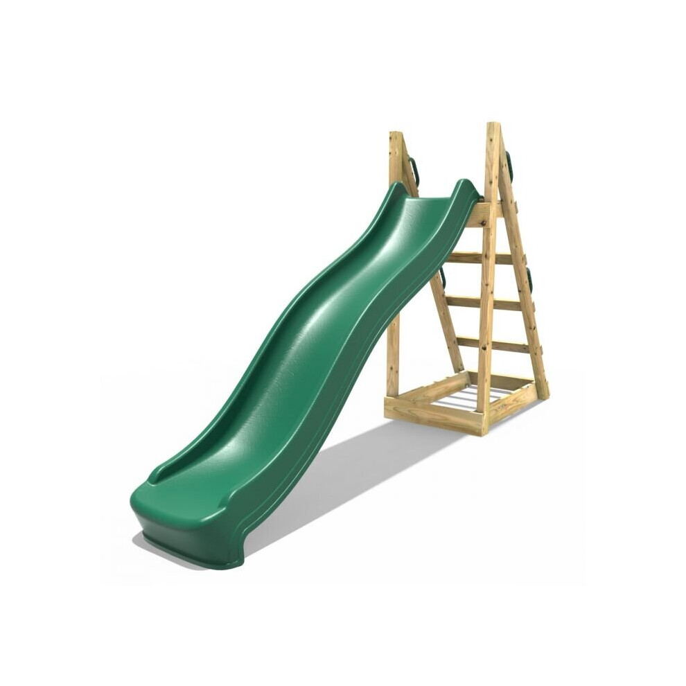 (Dark Green) Rebo Free Standing Garden Wave Water Slide with Wooden Platform - 8ft Slide