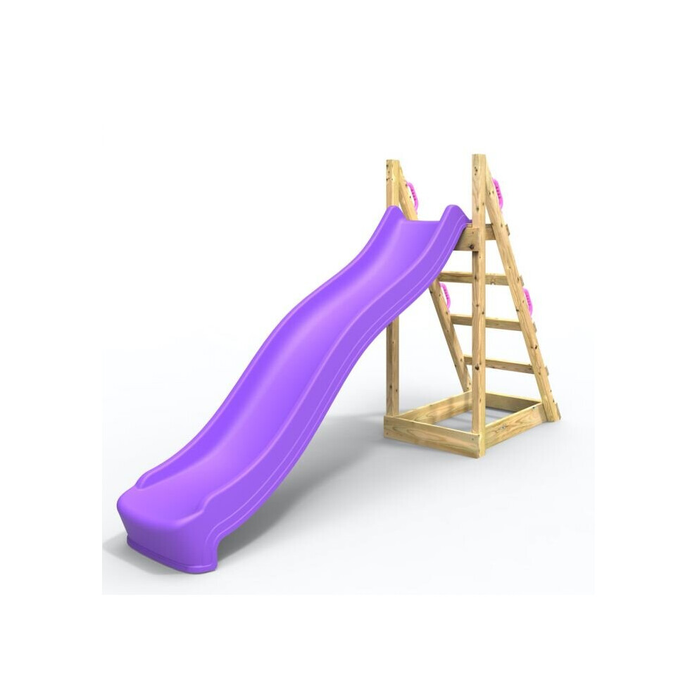 (Purple) Rebo Free Standing Garden Wave Water Slide with Wooden Platform - 8ft Slide