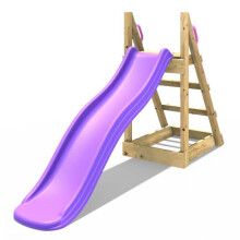 (Purple) Rebo Free Standing Garden Wave Water Slide with Wooden Platform - 6ft Slide