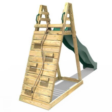(Free Standing Slide 10ft & Adventure Wall) Rebo Children's Wooden Free Standing 8.7ft Kids Water Slide