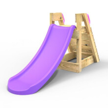 (Purple) Rebo 4ft Toddler Adventure Slide with Wooden Platform and Climbing Wall