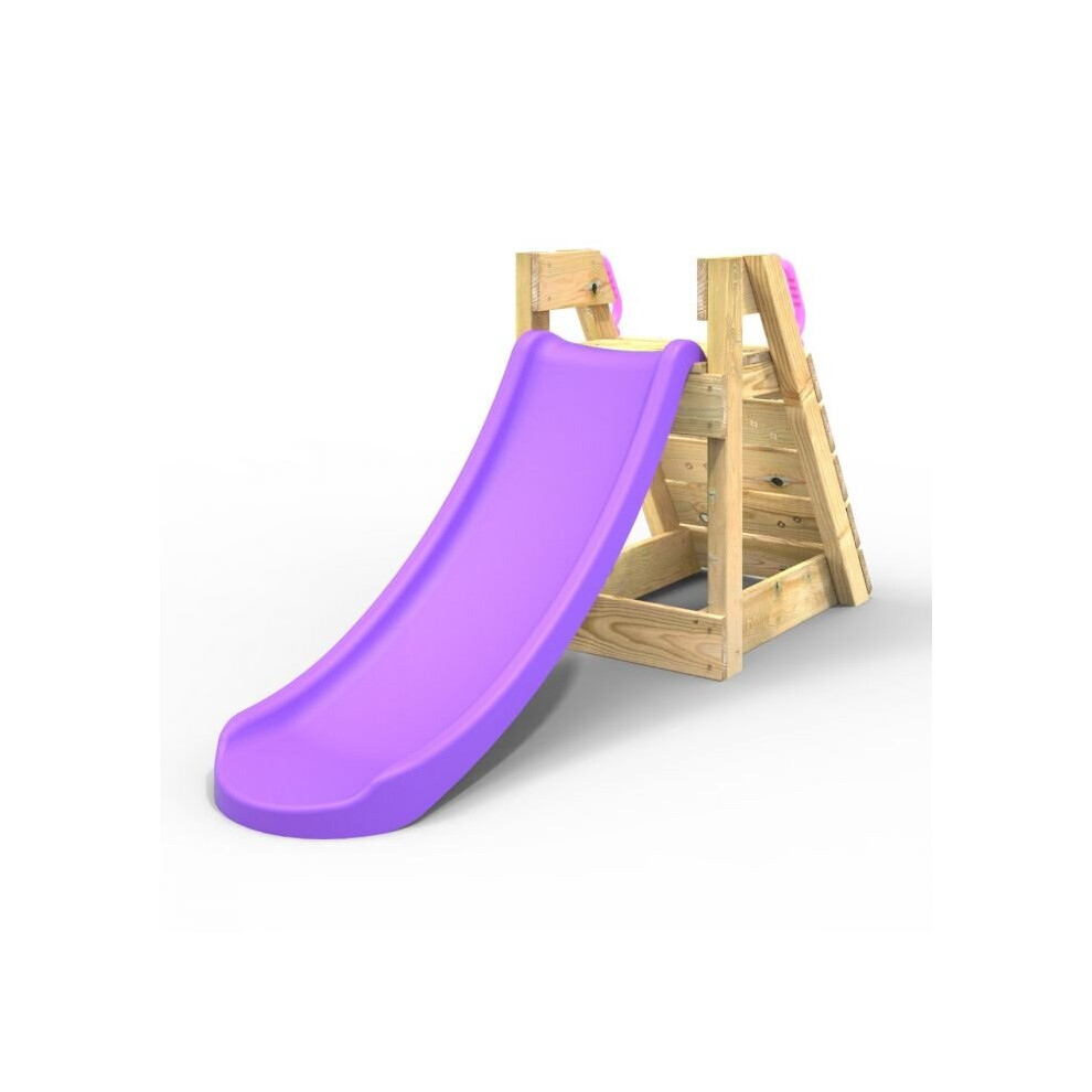 (Purple) Rebo 4ft Toddler Adventure Slide with Wooden Platform and Climbing Wall