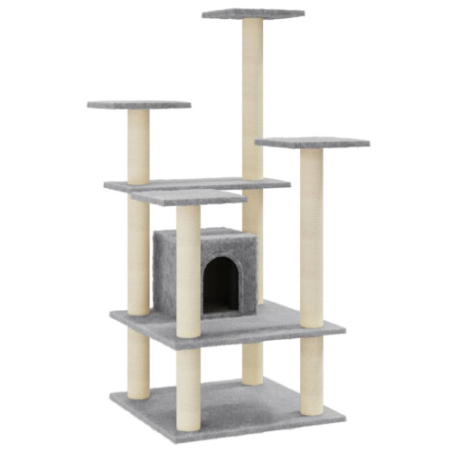 VidaXL (light grey) vidaXL Cat Tree with Sisal Scratching Posts 110cm Cat Play Tower Multi Colours