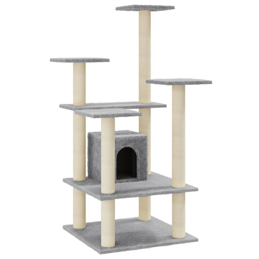 (light grey) vidaXL Cat Tree with Sisal Scratching Posts 110cm Cat Play Tower Multi Colours