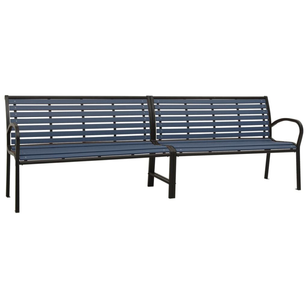 (black) vidaXL Twin Garden Bench Steel&WPC Outdoor Bench Seating Black/Brown 125/251cm