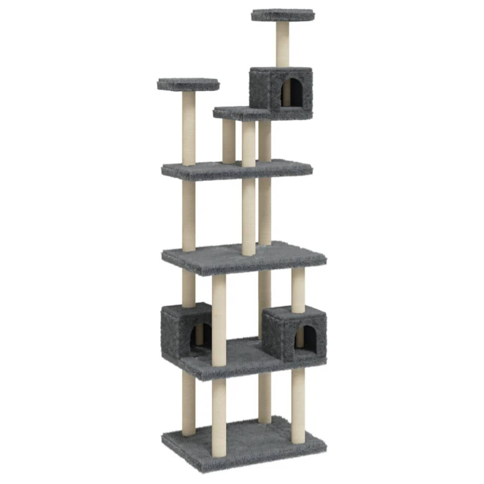 (dark grey) vidaXL Cat Tree with Sisal Scratching Posts 188cm Cat Play Tower Multi Colours