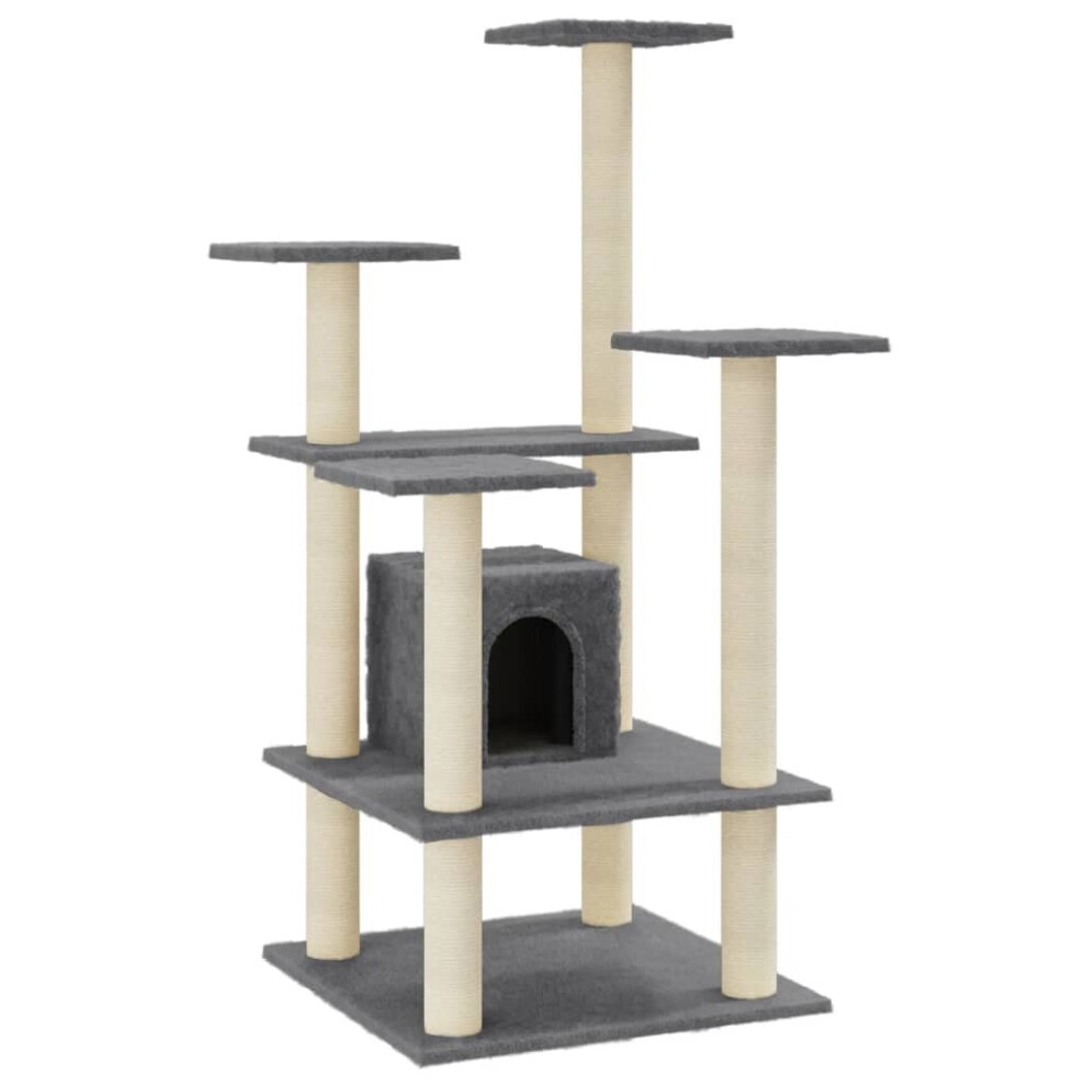 (dark grey) vidaXL Cat Tree with Sisal Scratching Posts 110cm Cat Play Tower Multi Colours