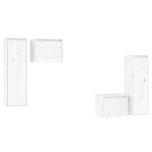 VidaXL (white) vidaXL 4x Solid Wood Pine TV Cabinets Wall Mounted Shelf Stand Multi Colours