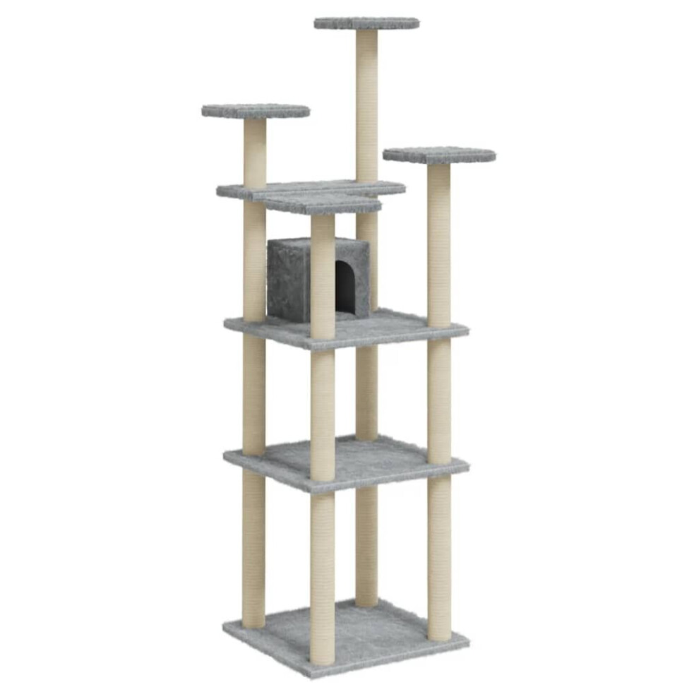 (light grey) vidaXL Cat Tree with Sisal Scratching Posts 171cm Cat Play Tower Multi Colours