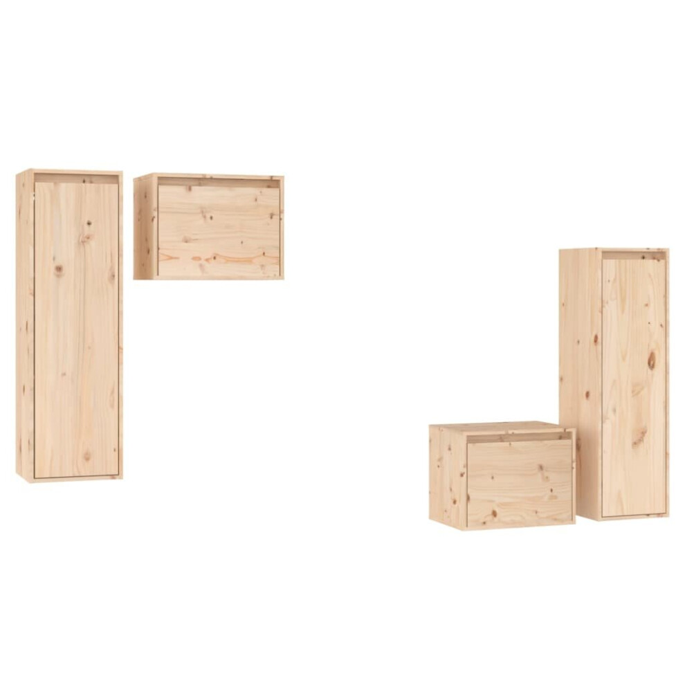 Vidaxl Brown (Brown) 4X Solid Wood Pine Tv Cabinets Wall Mounted Shelf Stand Multi Colours