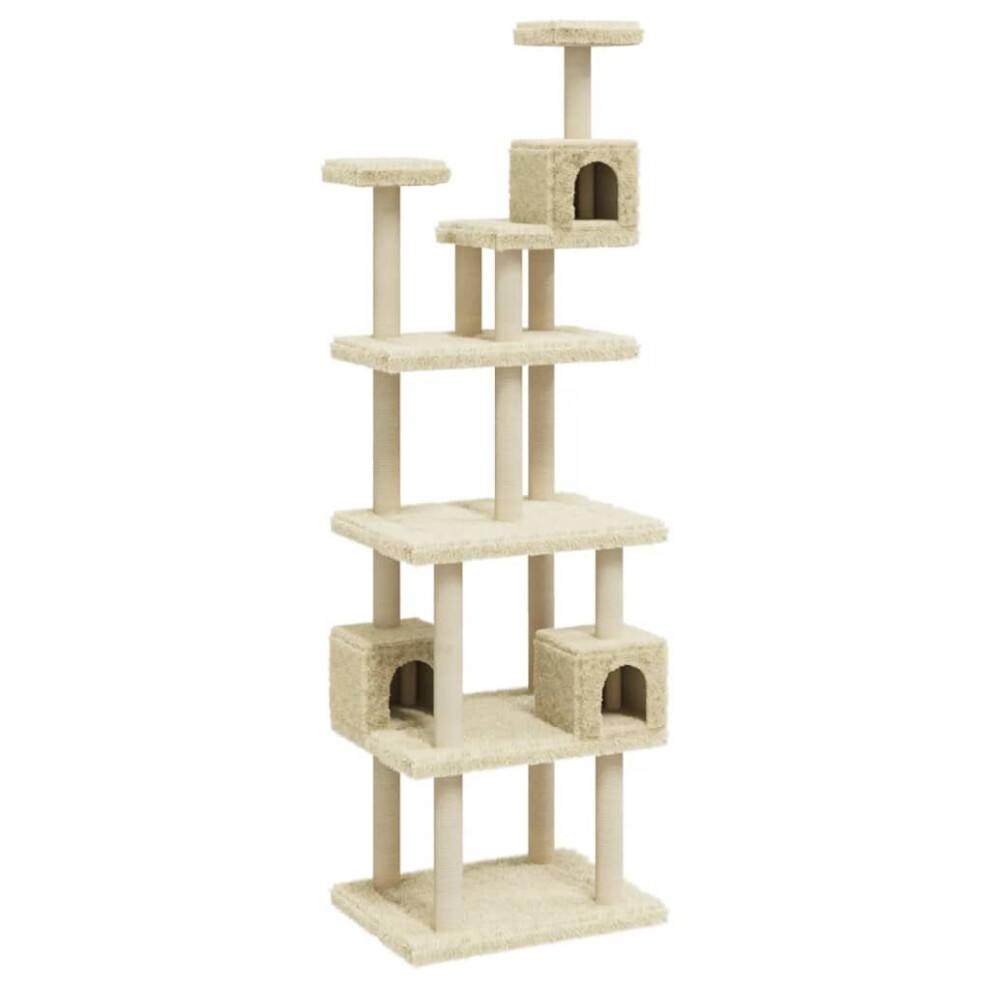 (cream) vidaXL Cat Tree with Sisal Scratching Posts 188cm Cat Play Tower Multi Colours