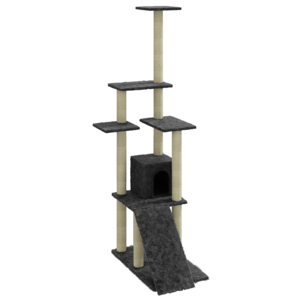 (dark grey) vidaXL Cat Tree with Sisal Scratching Posts 155 cm Cat Playhouse Multi Colours