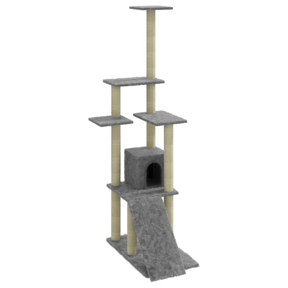 (light grey) vidaXL Cat Tree with Sisal Scratching Posts 155 cm Cat Playhouse Multi Colours