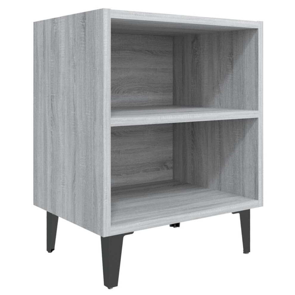 Vidaxl (Grey Sonoma, 1) 1/2X Bed Cabinet With Metal Legs 40X30x50 Cm Nightstand Multi Colors