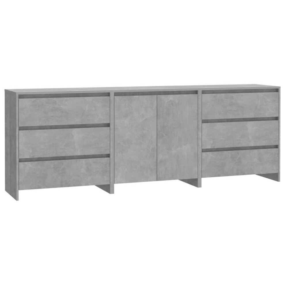 Vidaxl (Concrete Grey) Sideboard 3 Piece Buffet Cabinet Cupboard Highboard Engineered Wood