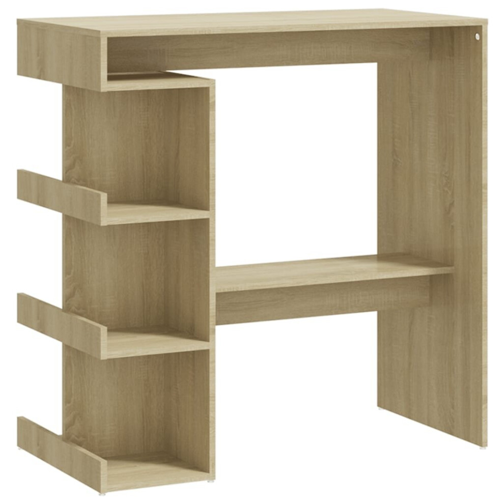 Vidaxl Bar Table - Sonoma Oak - Engineered Wood - Storage Rack - 100x50x101.5 cm - Brown - Image 2