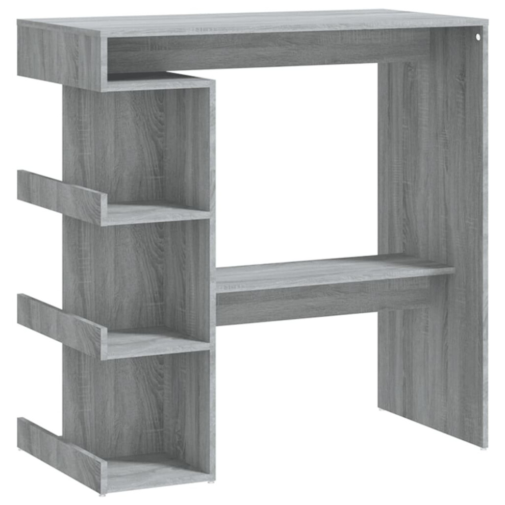 Vidaxl (Grey Sonoma) Bar Table With Storage Rack Bar High Table Pub Table Engineered Wood