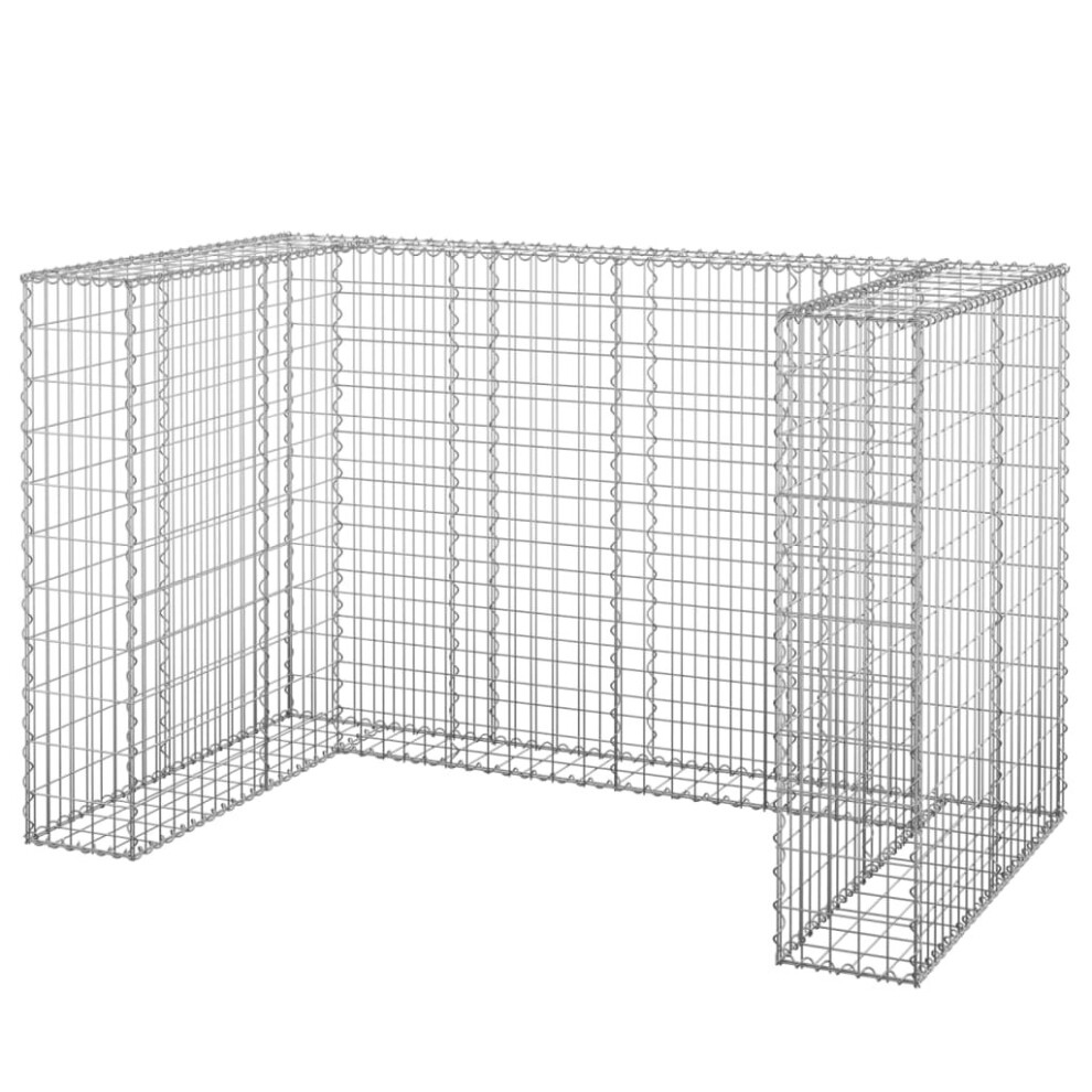 (180 X 100 X 110 cm) vidaXL Gabion Wall For Garbage Bins Galvanised Steel Wheelie Bin Multi Sizes