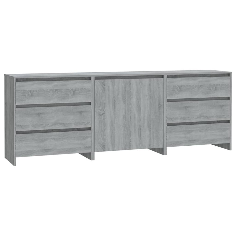 (grey sonoma) vidaXL Sideboard 3 Piece Engineered Wood Buffet Side Cabinet Multi Colours