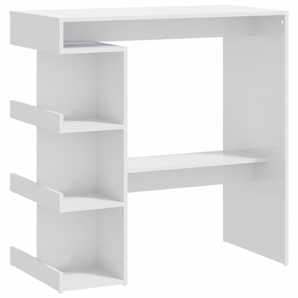 (high gloss white) vidaXL Bar Table with Storage Rack Bar High Table Pub Table Engineered Wood