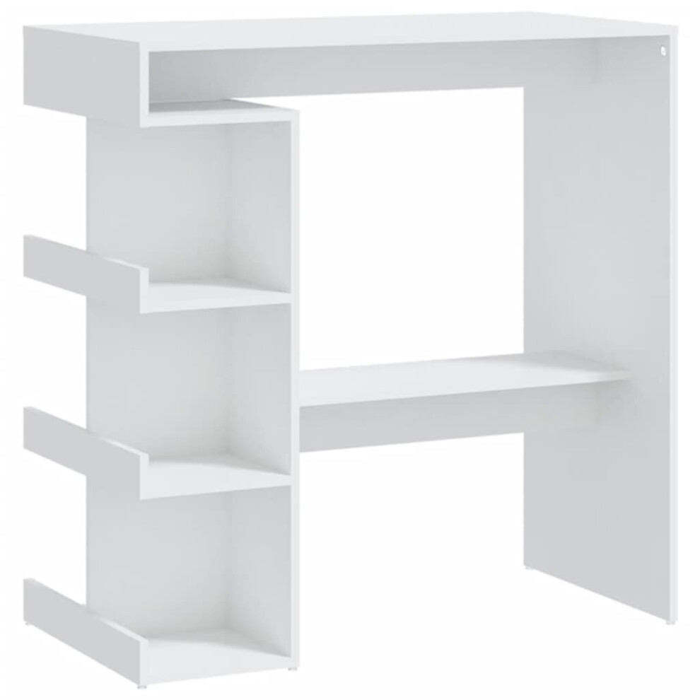 (white) vidaXL Bar Table with Storage Rack Bar High Table Pub Table Engineered Wood