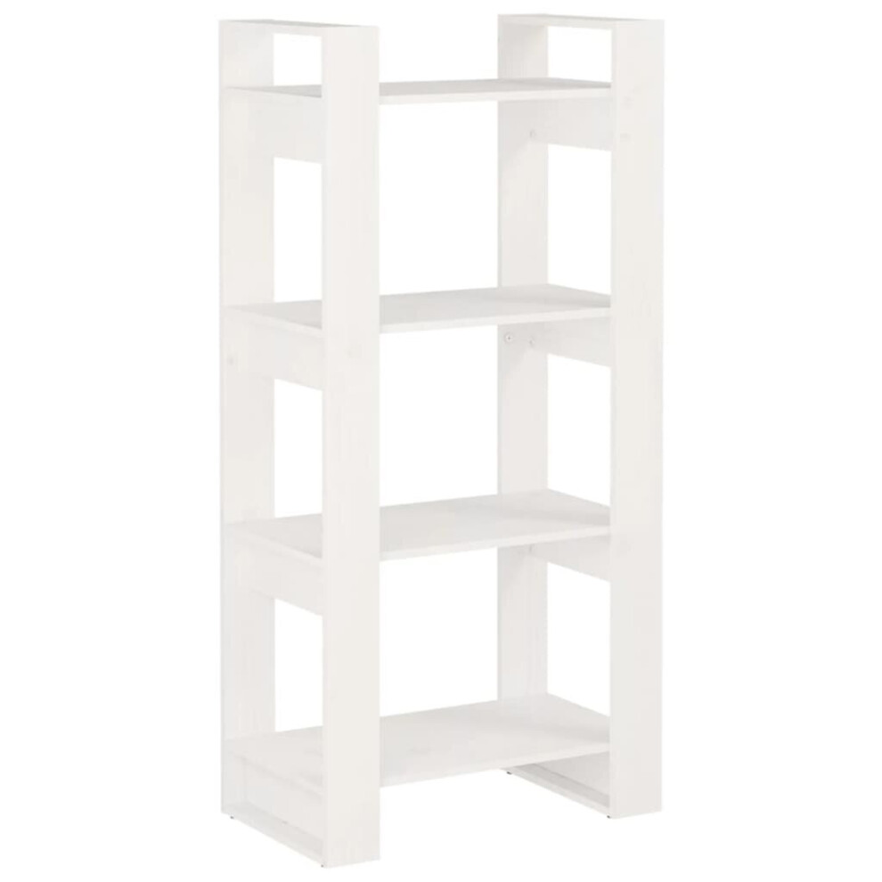 (white) vidaXL Solid Wood Book Cabinet/Room Divider Book Shelf Bookcase Multi Colours