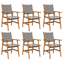 (6) vidaXL 2/4/6/8x Solid Acacia Wood Garden Chairs Outdoor Dining Chair Seating