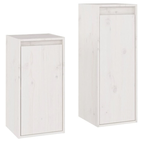 VidaXL (white) vidaXL 2x Solid Wood Pine TV Cabinets Wall Mounted Shelf Stand Multi Colours 1