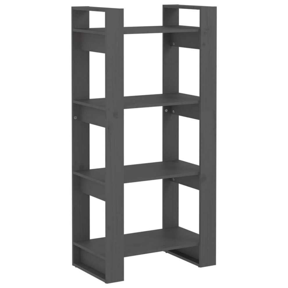 VidaXL Book Cabinet Room Divider Grey 60x35x125cm Solid Pinewood - Image 2