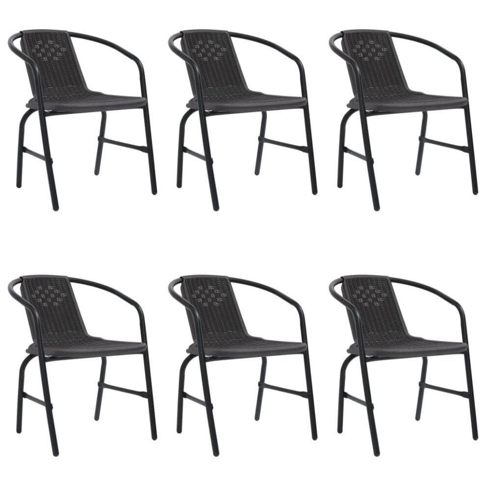 (6) vidaXL 2/4/6/8x Garden Chairs Plastic Rattan and Steel Outdoor Armchair Seat