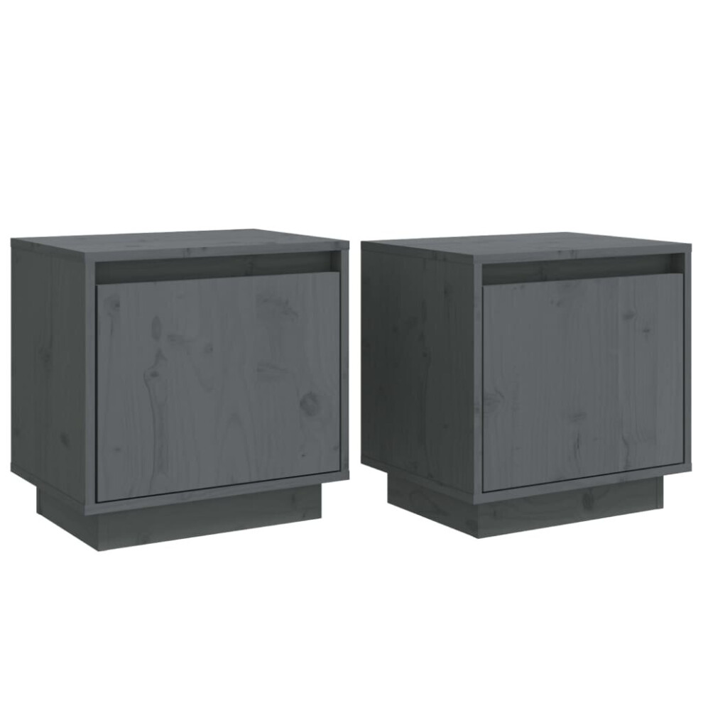 (grey, 2) vidaXL 1/2x Solid Wood Pine Bedside Cabinet Side Table Furniture Multi Colours