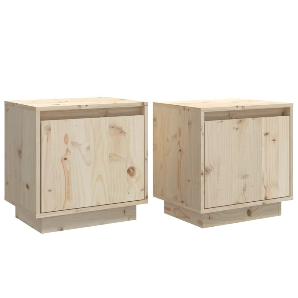 (brown, 2) vidaXL 1/2x Solid Wood Pine Bedside Cabinet Side Table Furniture Multi Colours