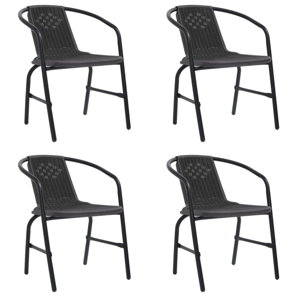 (4) vidaXL 2/4/6/8x Garden Chairs Plastic Rattan and Steel Outdoor Armchair Seat