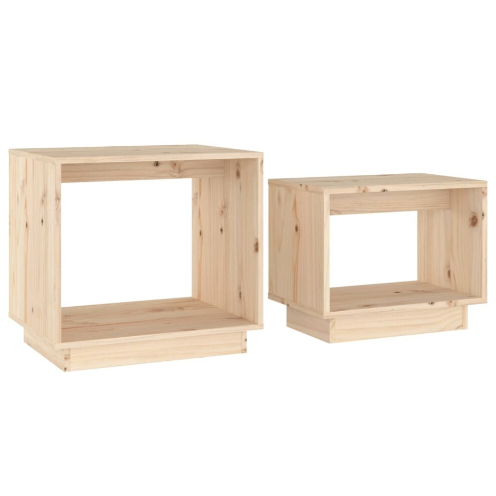 Vidaxl (Brown) 2X Solid Wood Pine Nesting Coffee Tables Centre Table Multi Colours