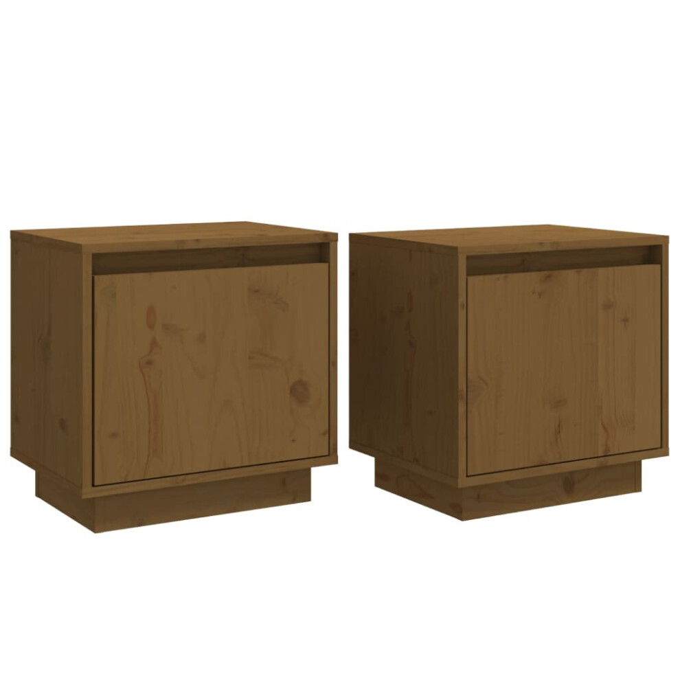 (honey brown, 2) vidaXL 1/2x Solid Wood Pine Bedside Cabinet Side Table Furniture Multi Colours