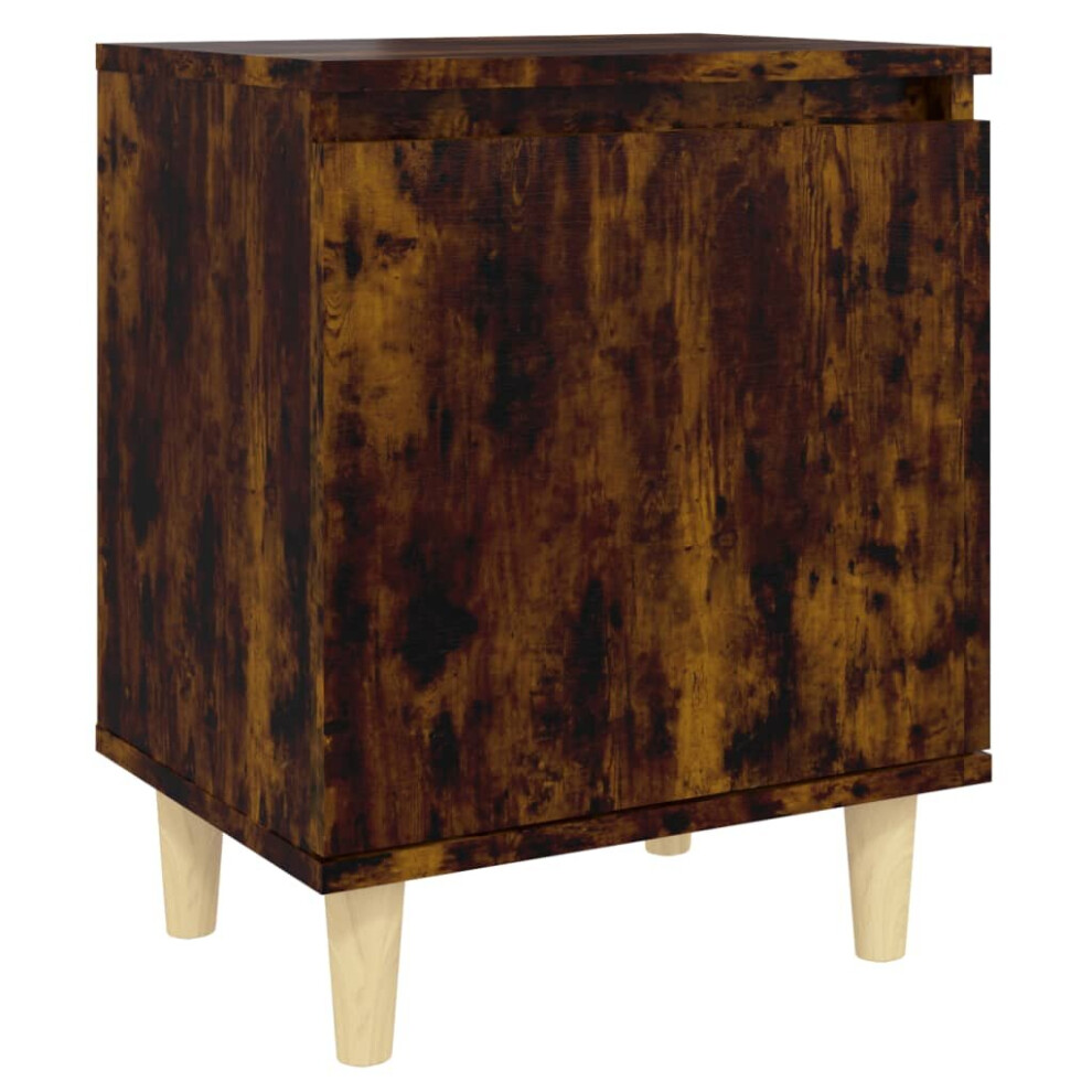 Vidaxl (Smoked Oak, 1) 1/2X Bed Cabinet With Solid Wood Legs 40X30x50 Cm Stand Multi Colors