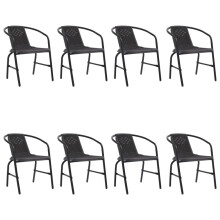 (8) vidaXL 2/4/6/8x Garden Chairs Plastic Rattan and Steel Outdoor Armchair Seat