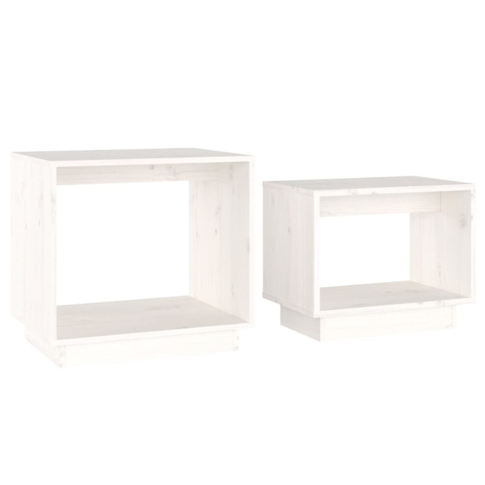 Vidaxl (White) 2X Solid Wood Pine Nesting Coffee Tables Centre Table Multi Colours