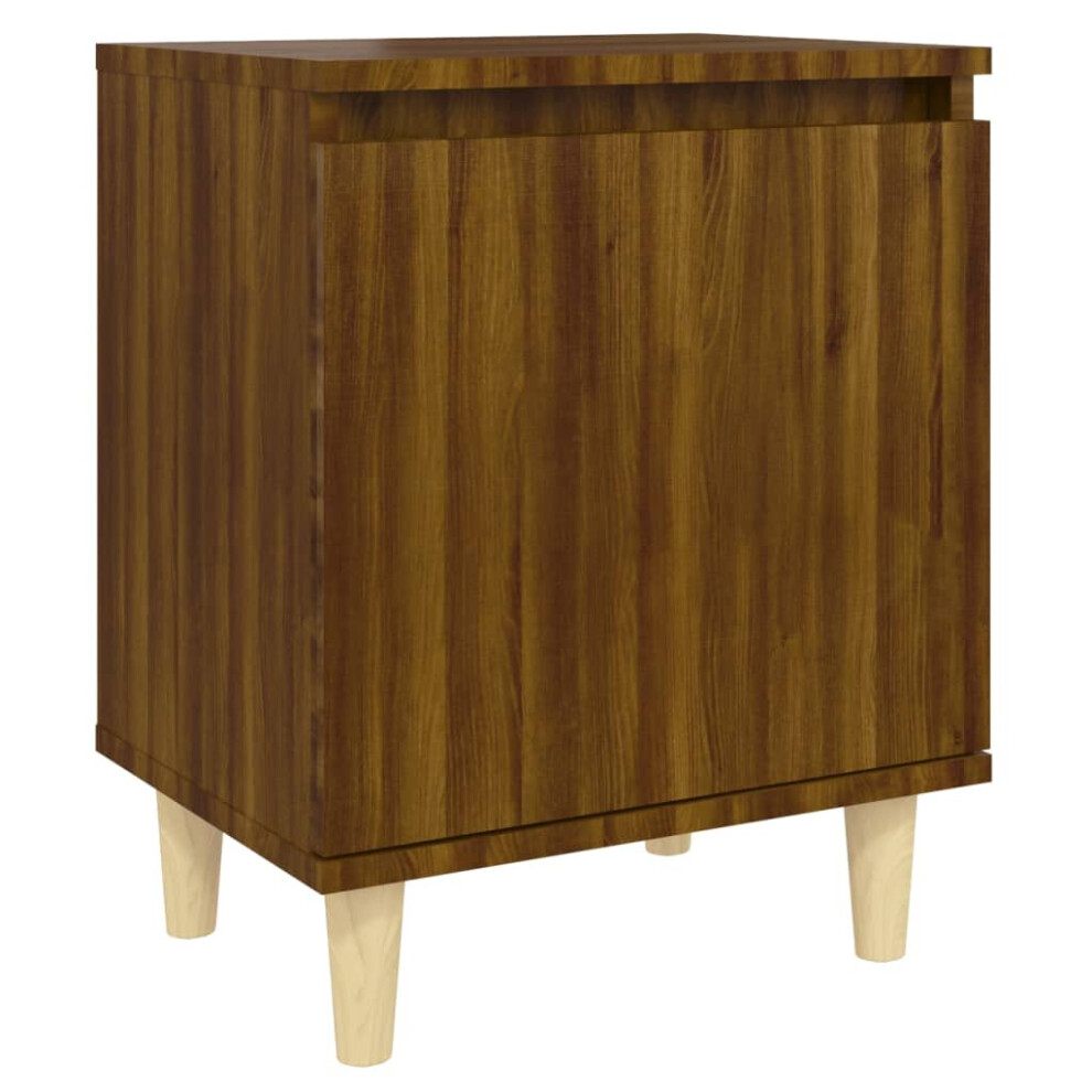 (brown oak, 1) vidaXL 1/2x Bed Cabinet with Solid Wood Legs 40x30x50 cm Stand Multi Colors